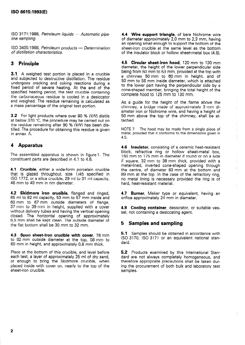 ISO 6615:1993 ISO 6615:1993 - Petroleum products — Determination of carbon residue — Conradson method/2/1993 - Page 4 preview