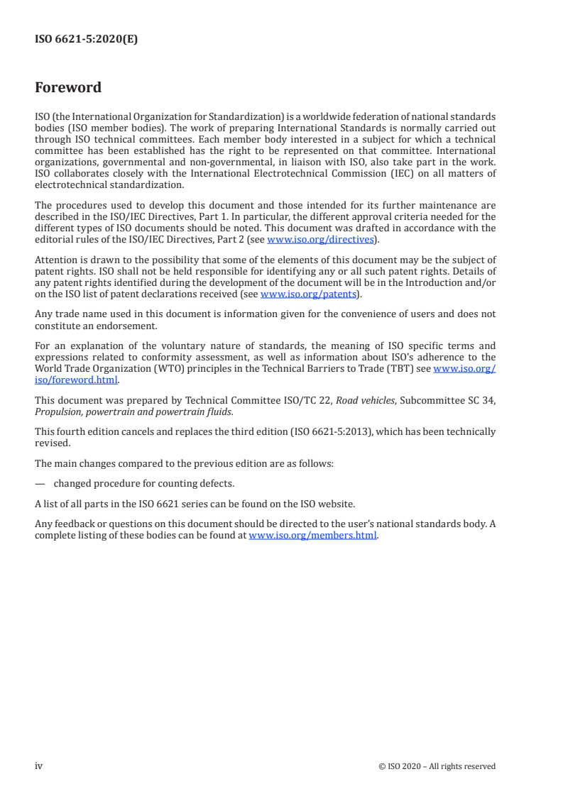 ISO 6621-5:2020 ISO 6621-5:2020 - Internal combustion engines — Piston rings — Part 5: Quality requirements/27/2020 - Page 4 preview