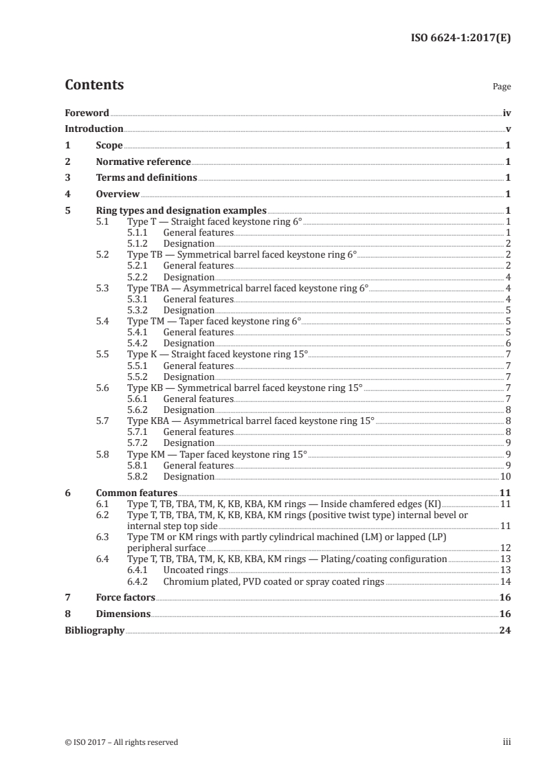 ISO 6624-1:2017 ISO 6624-1:2017 - Internal combustion engines — Piston rings — Part 1: Keystone rings made of cast iron/27/2017 - Page 3 preview