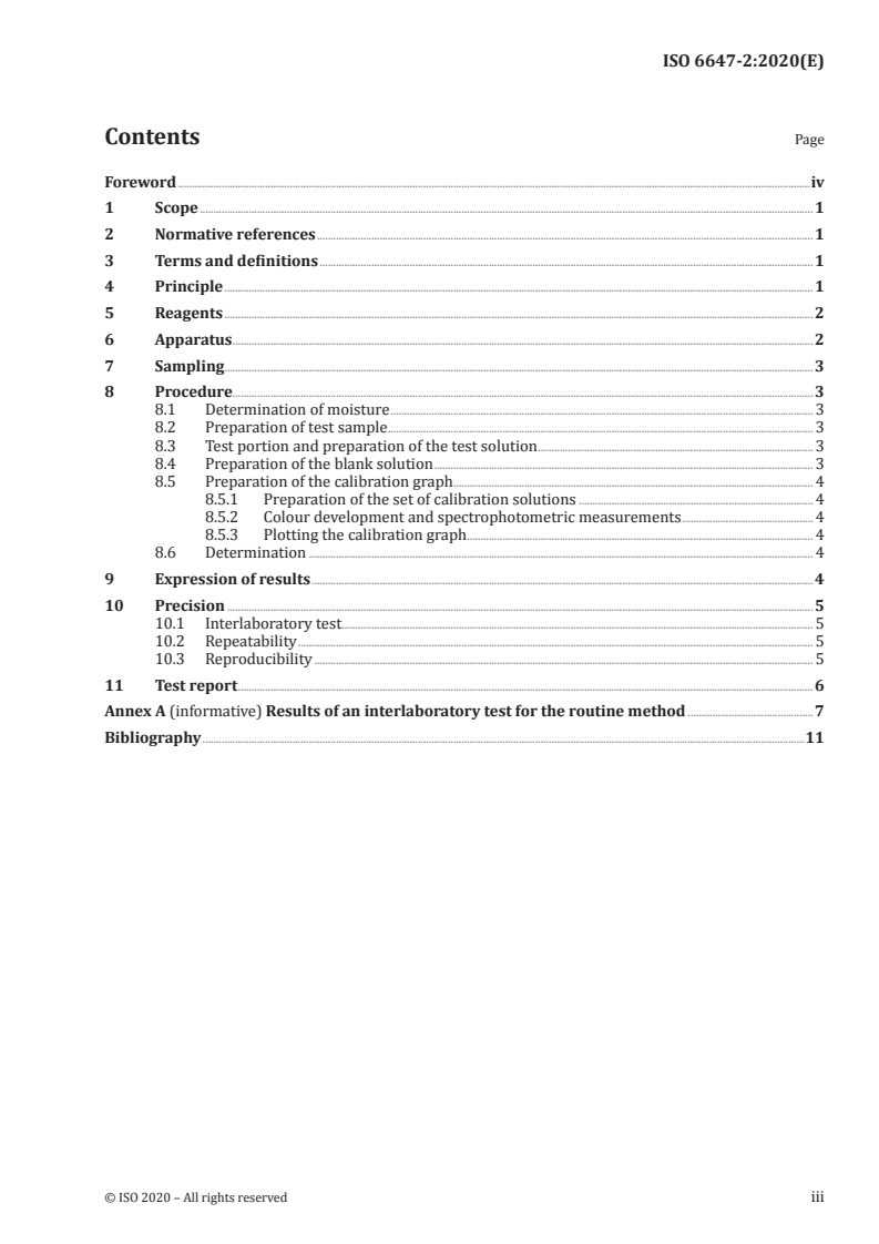 ISO 6647-2:2020 ISO 6647-2:2020 - Rice — Determination of amylose content — Part 2: Spectrophotometric routine method without defatting procedure and with calibration from rice standards/14/2020 - Page 3 preview
