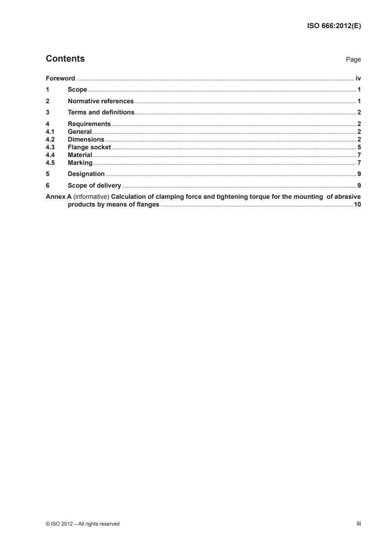 ISO 666:2012 ISO 666:2012 - Machine tools — Mounting of grinding wheels by means of hub flanges/15/2012 - Page 3 preview