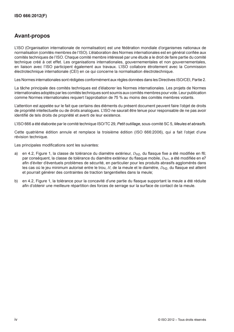 ISO 666:2012 ISO 666:2012 - Machines-outils — Montage des meules par moyeux-flasques/15/2012 - Page 4 preview