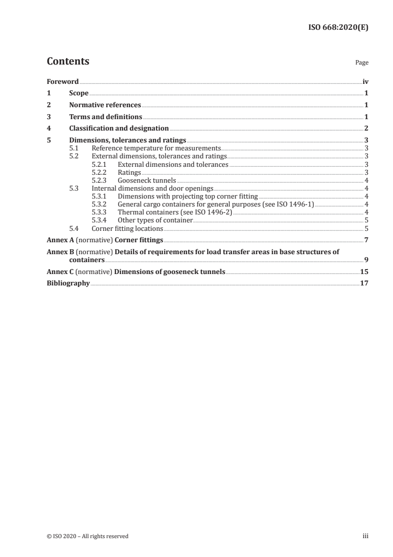 ISO 668:2020 ISO 668:2020 - Series 1 freight containers — Classification, dimensions and ratings/6/2020 - Page 3 preview