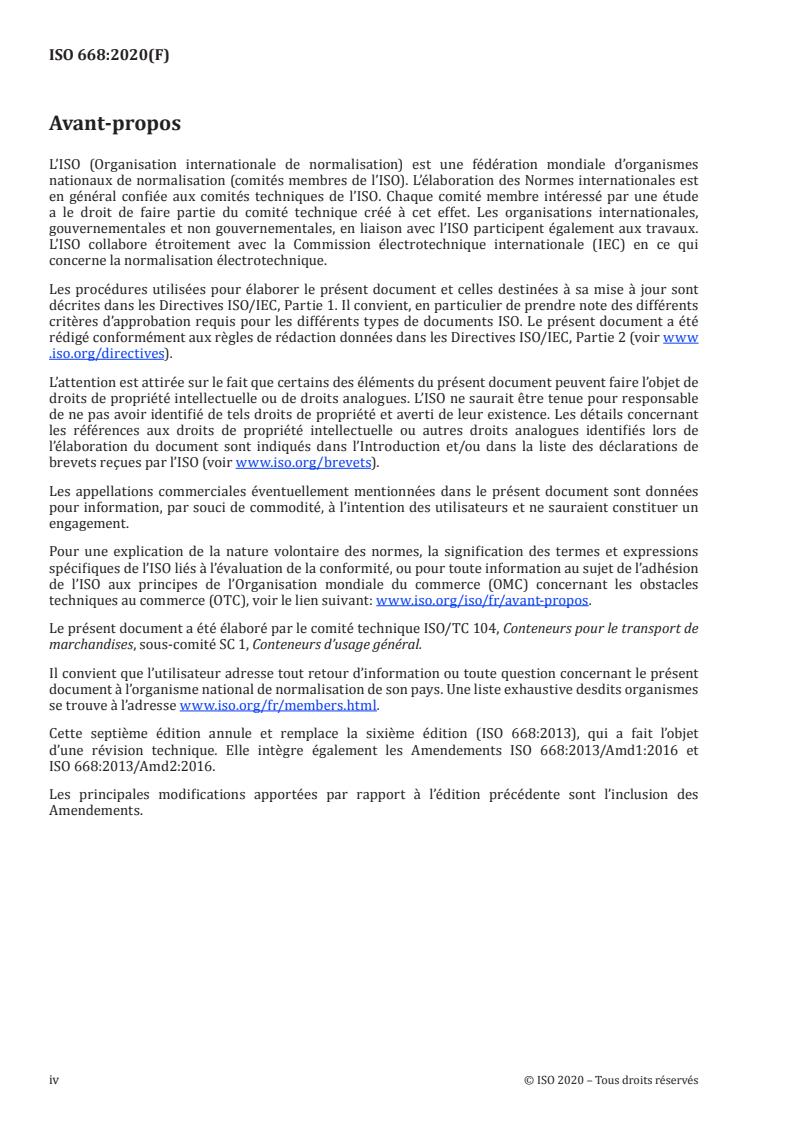 ISO 668:2020 ISO 668:2020 - Conteneurs de la série 1 — Classification, dimensions et masses brutes/6/2020 - Page 4 preview
