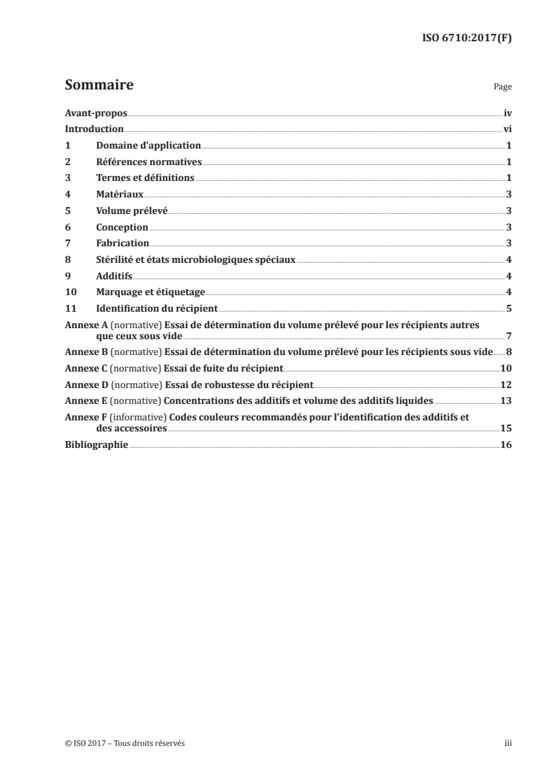 ISO 6710:2017 ISO 6710:2017 - Récipients à usage unique pour prélèvements de sang veineux humain/1/2017 - Page 3 preview