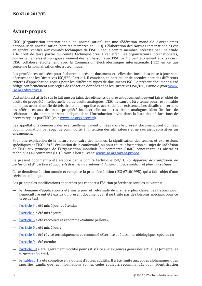 ISO 6710:2017 ISO 6710:2017 - Récipients à usage unique pour prélèvements de sang veineux humain/1/2017 - Page 4 preview