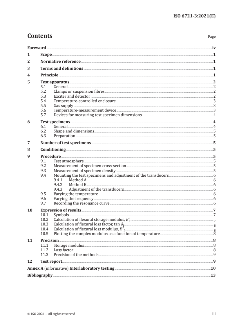 ISO 6721-3:2021 ISO 6721-3:2021 - Plastics — Determination of dynamic mechanical properties — Part 3: Flexural vibration — Resonance-curve method/19/2021 - Page 3 preview