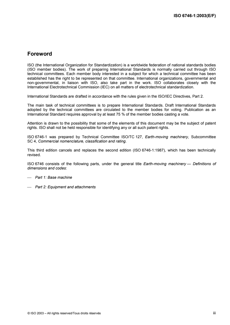 ISO 6746-1:2003 ISO 6746-1:2003 - Earth-moving machinery — Definitions of dimensions and codes — Part 1: Base machine/14/2003 - Page 3 preview