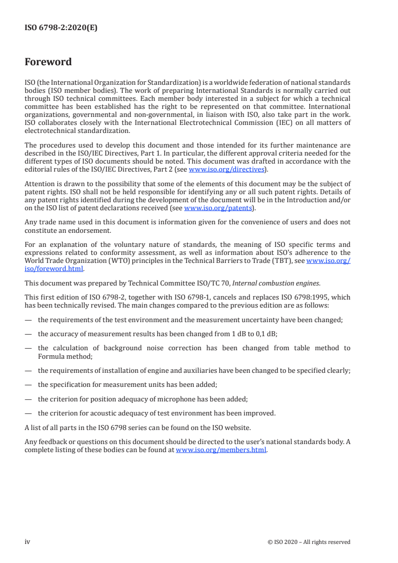 ISO 6798-2:2020 ISO 6798-2:2020 - Reciprocating internal combustion engines — Measurement of sound power level using sound pressure — Part 2: Survey method/26/2020 - Page 4 preview