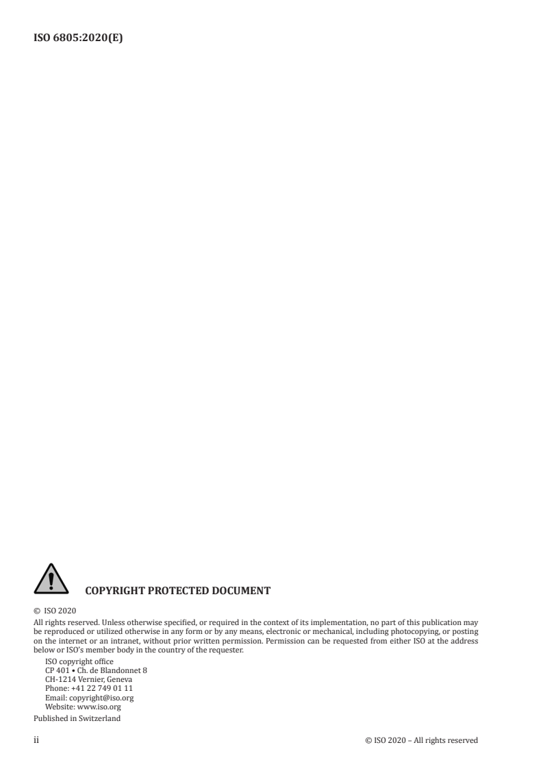 ISO 6805:2020 ISO 6805:2020 - Rubber hoses and hose assemblies for underground mining — Wire-reinforced hydraulic types for coal mining — Specification/10/2020 - Page 2 preview