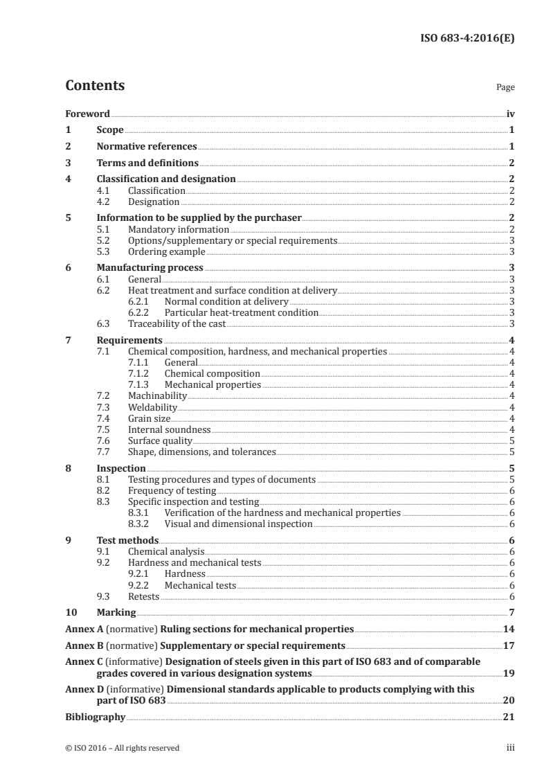 ISO 683-4:2016 ISO 683-4:2016 - Heat-treatable steels, alloy steels and free-cutting steels — Part 4: Free-cutting steels/4/2016 - Page 3 preview