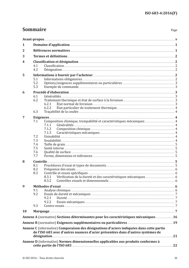 ISO 683-4:2016 ISO 683-4:2016 - Aciers pour traitement thermique, aciers alliés et aciers pour décolletage — Partie 4: Aciers pour décolletage/20/2018 - Page 3 preview