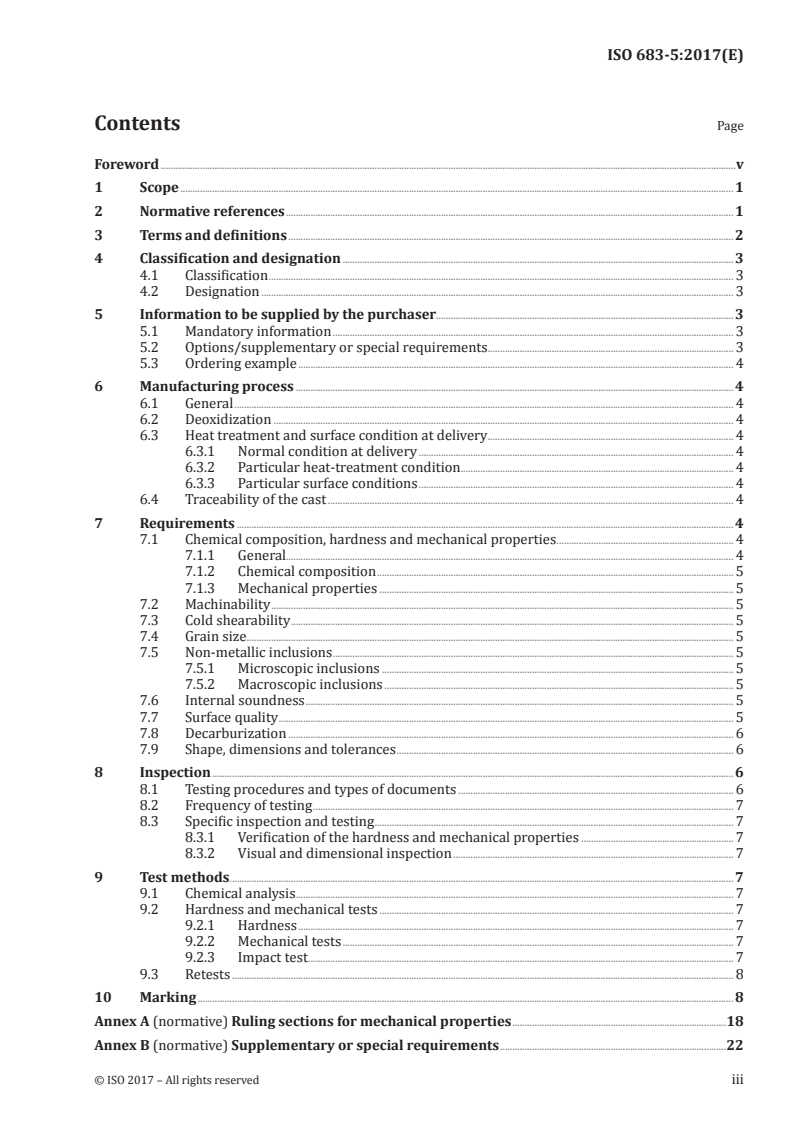 ISO 683-5:2017 ISO 683-5:2017 - Heat treatable steels, alloy steels and free-cutting steels — Part 5: Nitriding steels/19/2017 - Page 3 preview