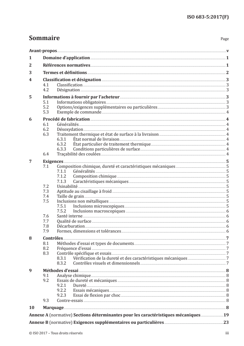 ISO 683-5:2017 ISO 683-5:2017 - Aciers pour traitement thermique, aciers alliés et aciers pour décolletage — Partie 5: Aciers pour nitruration/16/2021 - Page 3 preview