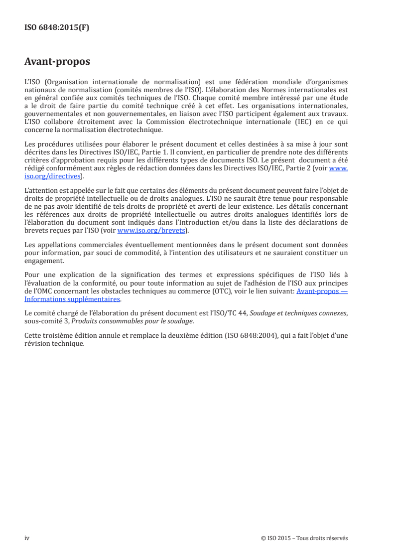 ISO 6848:2015 ISO 6848:2015 - Soudage et coupage à l'arc — Électrodes non consommables en tungstène — Classification/10/2015 - Page 4 preview