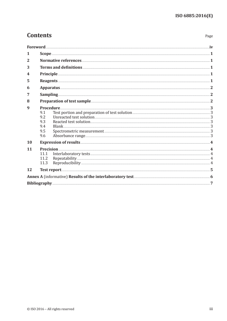 ISO 6885:2016 ISO 6885:2016 - Animal and vegetable fats and oils — Determination of anisidine value/11/2016 - Page 3 preview