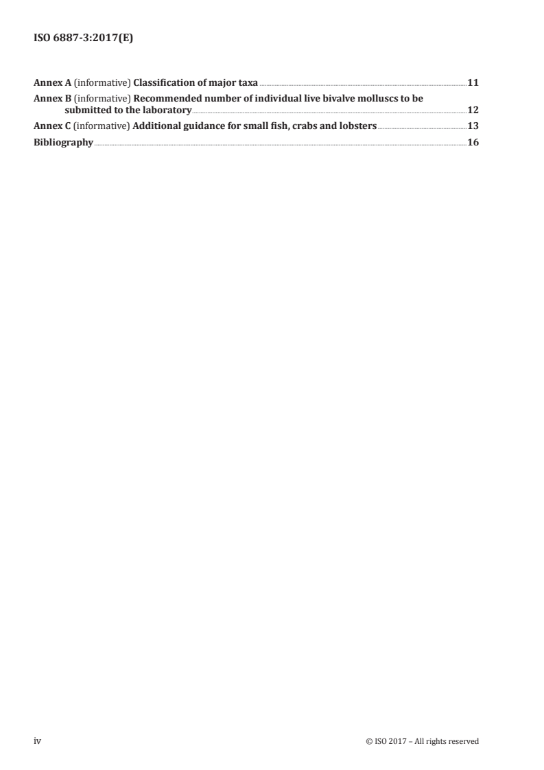ISO 6887-3:2017 ISO 6887-3:2017 - Microbiology of the food chain — Preparation of test samples, initial suspension and decimal dilutions for microbiological examination — Part 3: Specific rules for the preparation of fish and fishery products/15/2017 - Page 4 preview