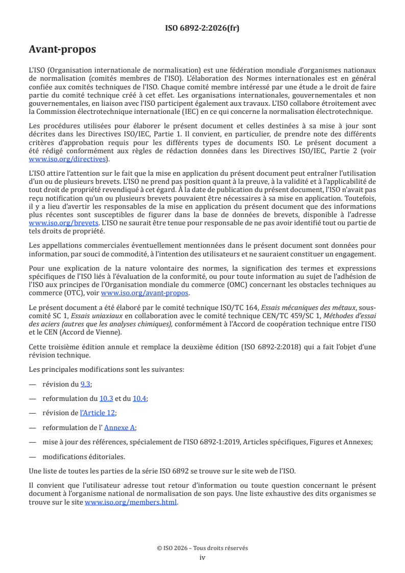 ISO 6892-2:2026 ISO 6892-2:2026 - Matériaux métalliques — Essai de traction — Partie 2: Méthode d'essai à température élevée - Page 4 preview