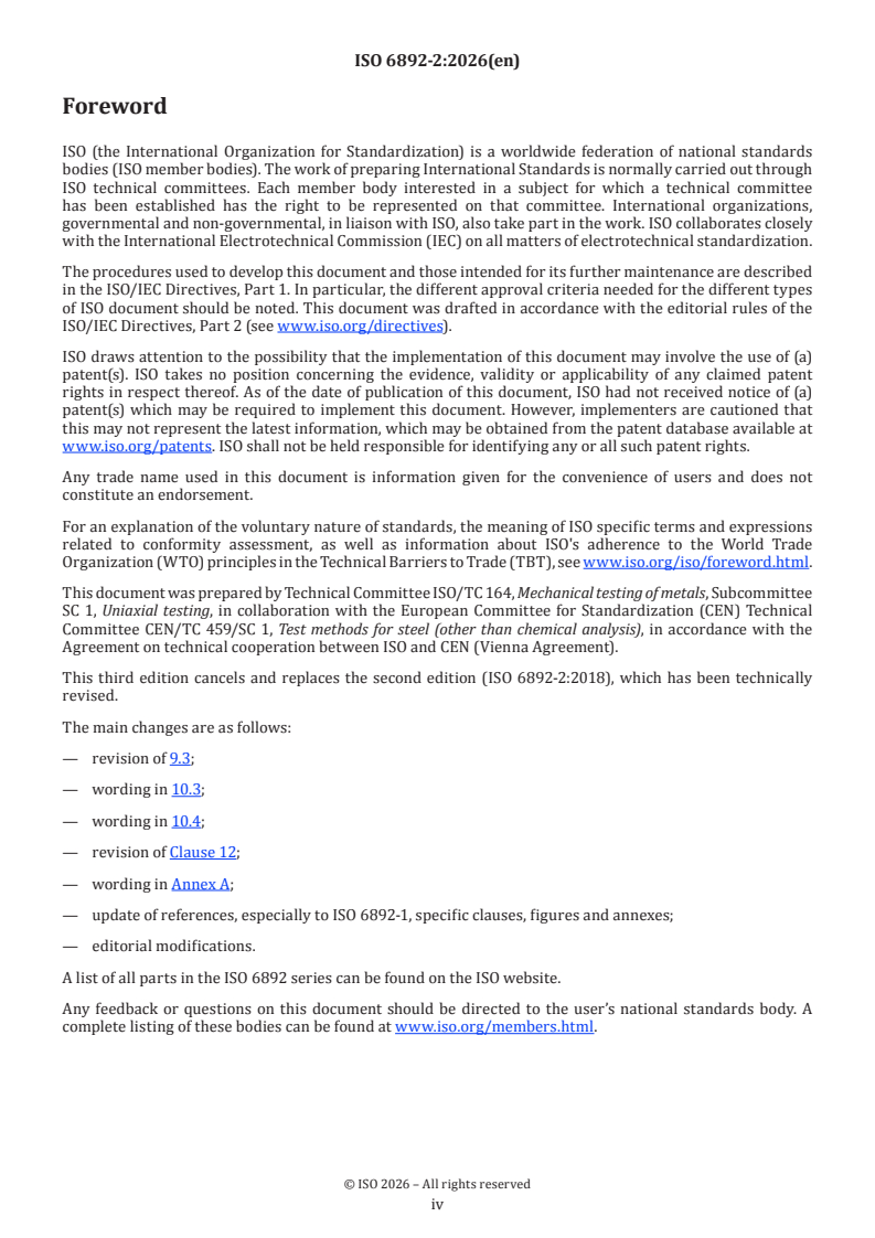 ISO 6892-2:2026 ISO 6892-2:2026 - Metallic materials — Tensile testing — Part 2: Method of test at elevated temperature - Page 4 preview