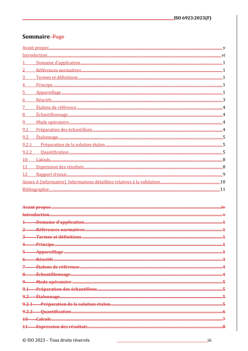 ISO 6923:2023 REDLINE ISO 6923:2023 - Peintures et vernis — Dosage des diisocyanates monomères dans les produits de peinture et produits similaires par chromatographie en phase liquide haute performance couplée à un détecteur ultraviolet (HPLC-UV)
Released:7/3/2024 - Page 3 preview