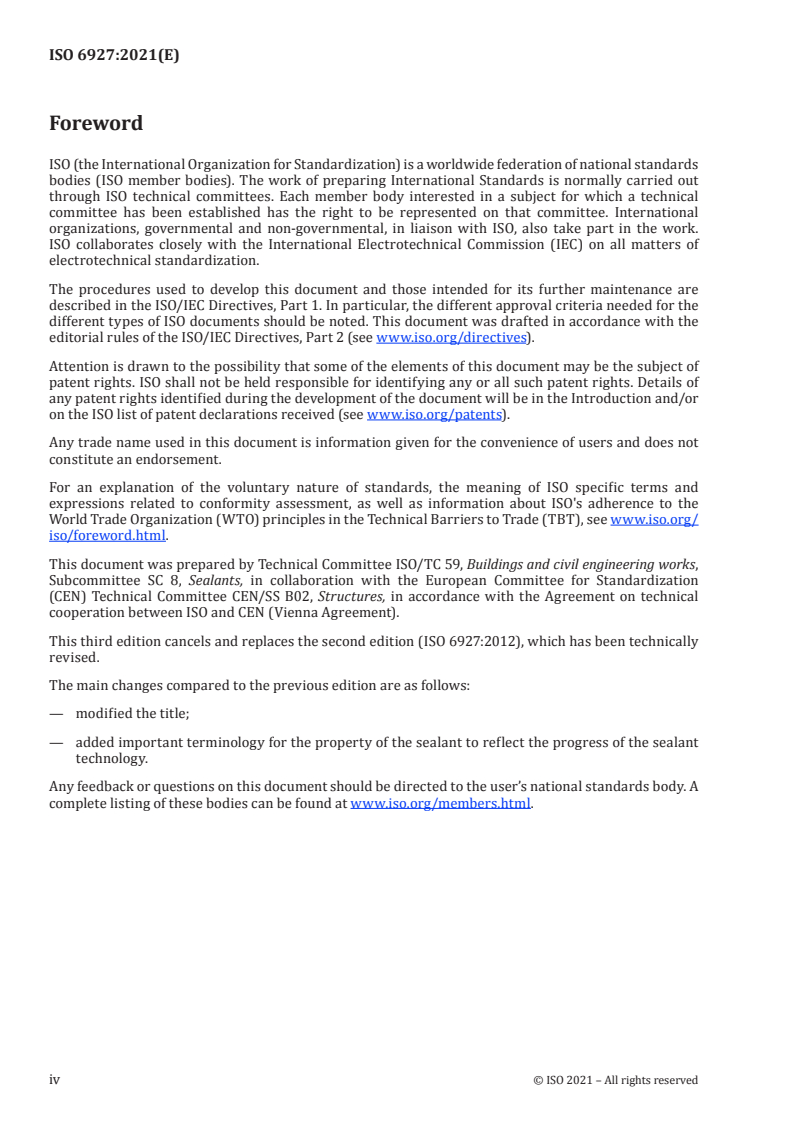 ISO 6927:2021 ISO 6927:2021 - Building and civil engineering sealants — Vocabulary/30/2021 - Page 4 preview