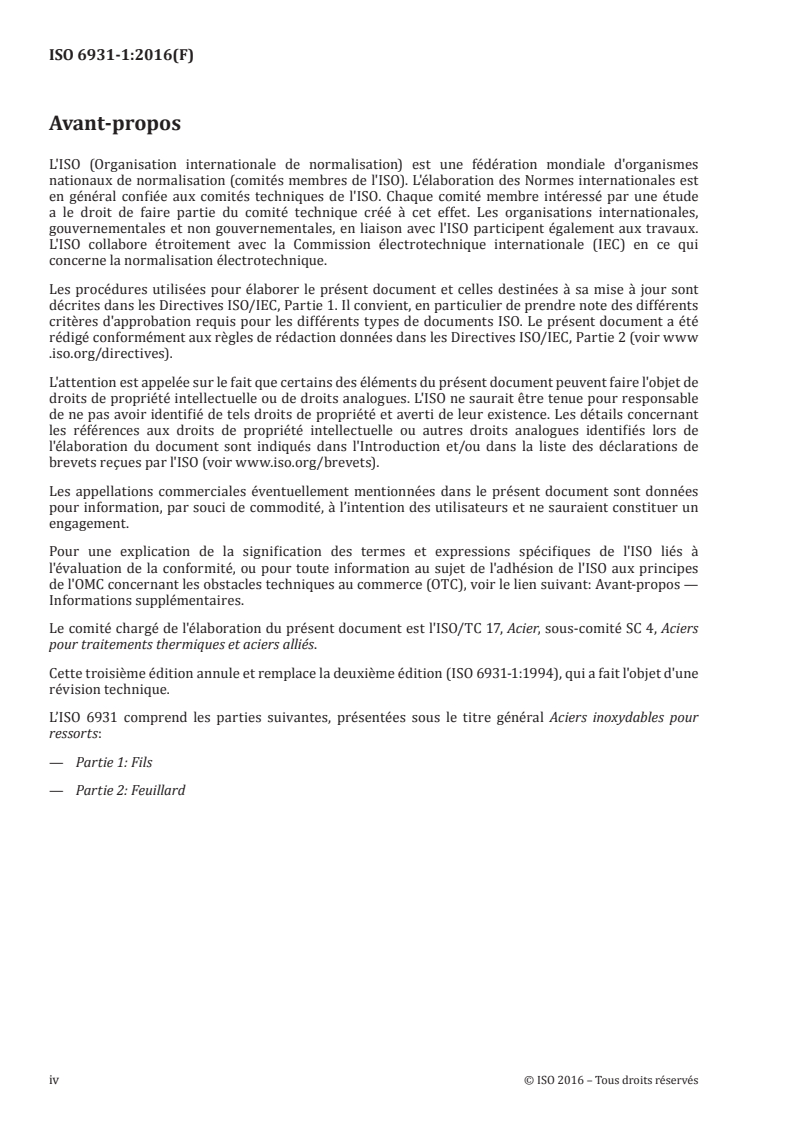 ISO 6931-1:2016 ISO 6931-1:2016 - Aciers inoxydables pour ressorts — Partie 1: Fils/6/2020 - Page 4 preview
