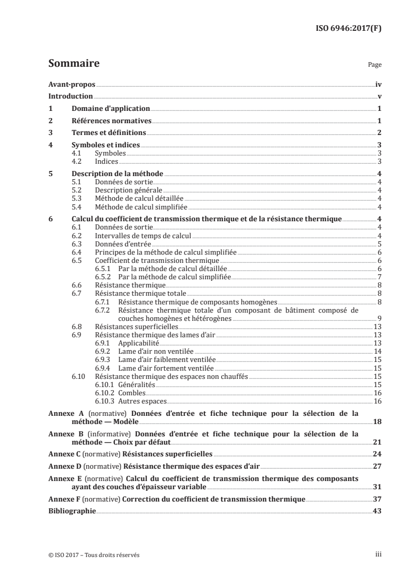 ISO 6946:2017 ISO 6946:2017 - Composants et parois de bâtiments — Résistance thermique et coefficient de transmission thermique — Méthodes de calcul/13/2021 - Page 3 preview