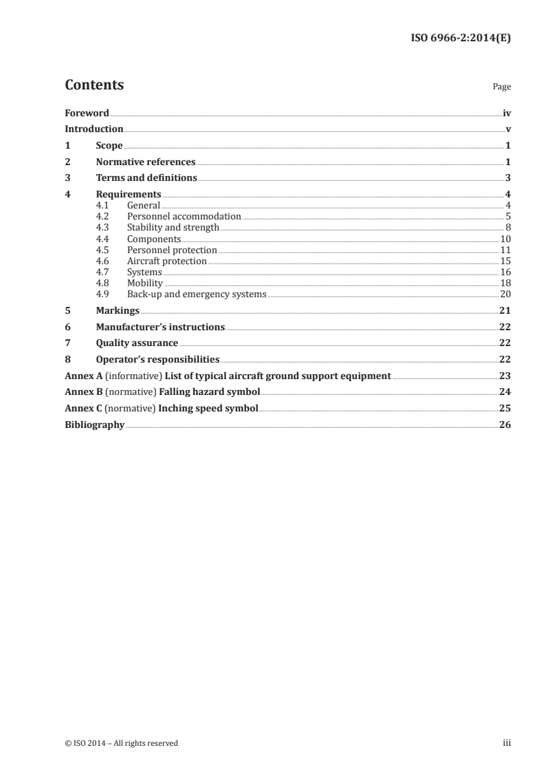 ISO 6966-2:2014 ISO 6966-2:2014 - Aircraft ground equipment — Basic requirements — Part 2: Safety requirements/31/2014 - Page 3 preview