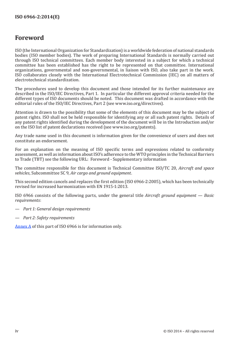 ISO 6966-2:2014 ISO 6966-2:2014 - Aircraft ground equipment — Basic requirements — Part 2: Safety requirements/31/2014 - Page 4 preview