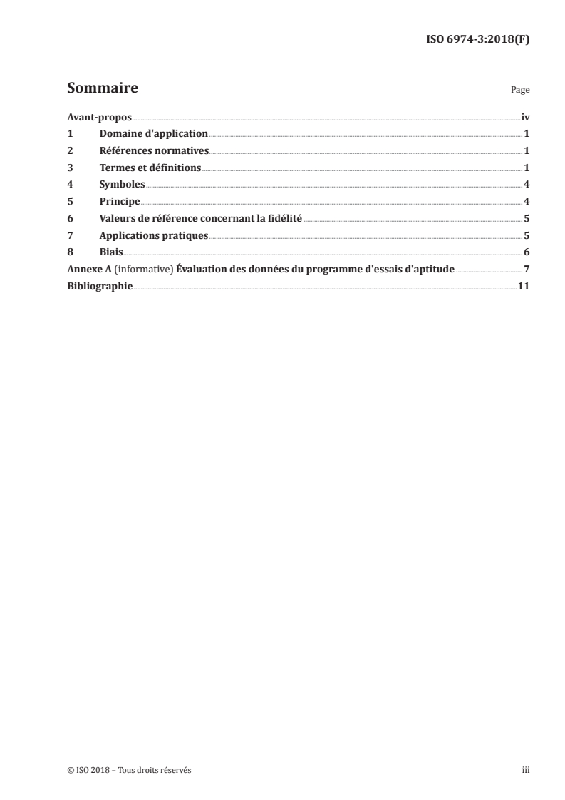 ISO 6974-3:2018 ISO 6974-3:2018 - Gaz naturel — Détermination de la composition et de l'incertitude associée par chromatographie en phase gazeuse — Partie 3: Fidélité et biais/16/2018 - Page 3 preview