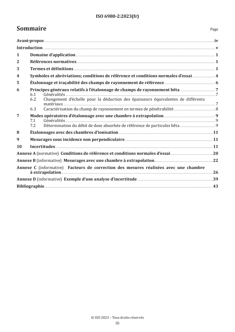 ISO 6980-2:2023 ISO 6980-2:2023 - Énergie nucléaire — Rayonnement bêta de référence — Partie 2: Concepts d'étalonnage en relation avec les grandeurs fondamentales caractérisant le champ de rayonnement
Released:3/19/2024 - Page 3 preview