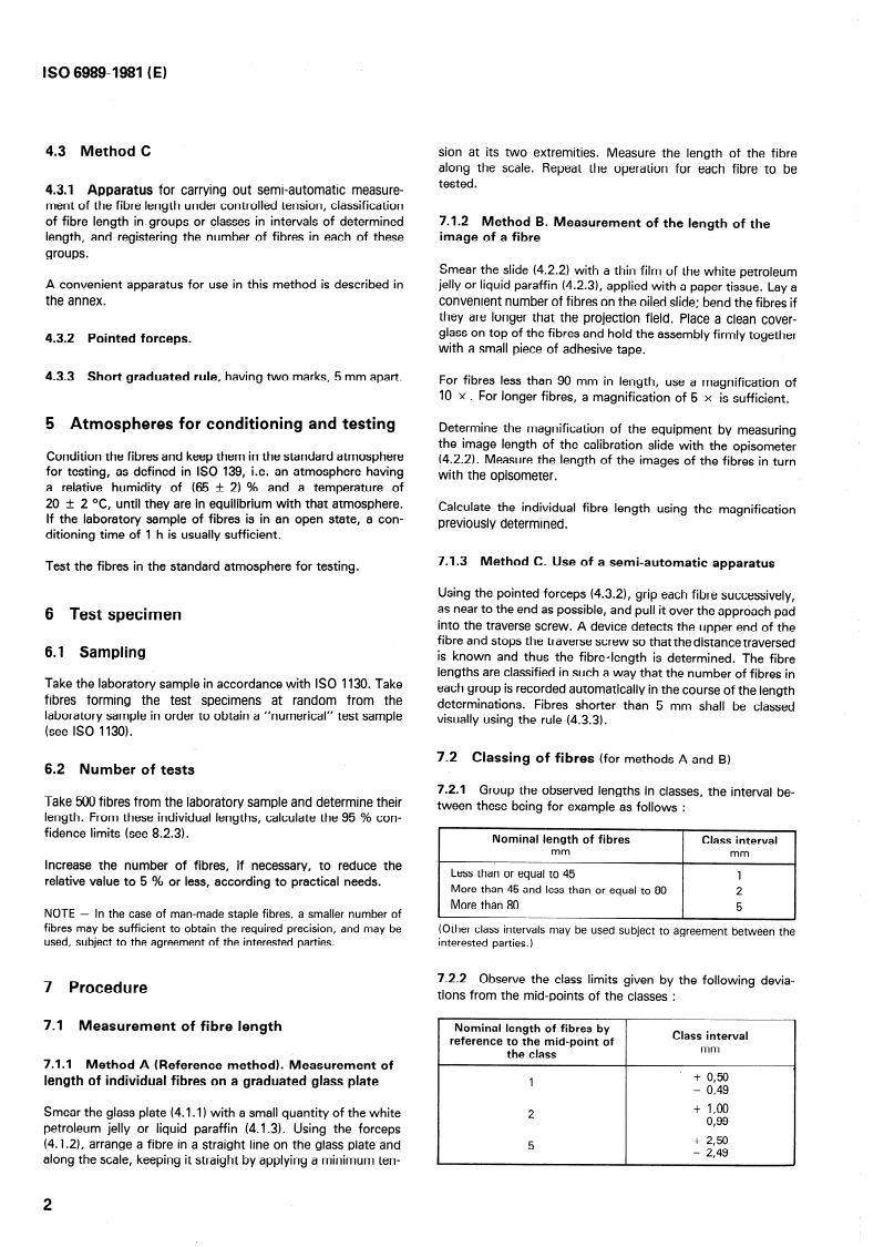 SIST ISO 6989:1995 ISO 6989:1981 - Textile fibres — Determination of length and length distribution of staple fibres (by measurement of single fibres)/1/1981 - Page 4 preview