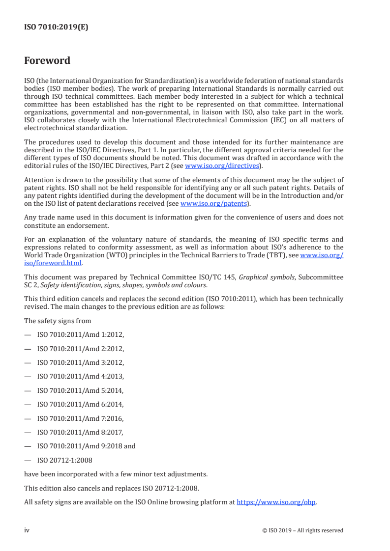 ISO 7010:2019 ISO 7010:2019 - Graphical symbols — Safety colours and safety signs — Registered safety signs/18/2020 - Page 4 preview