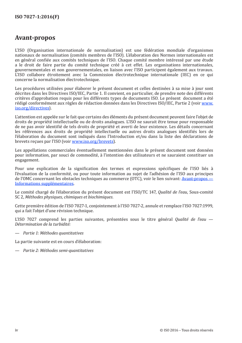 ISO 7027-1:2016 ISO 7027-1:2016 - Qualité de l'eau — Détermination de la turbidité — Partie 1: Méthodes quantitatives/9/2016 - Page 4 preview