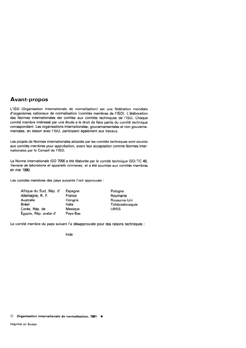 ISO 7056:1981 ISO 7056:1981 - Matériel de laboratoire en plastique — Béchers/1/1981 - Page 2 preview