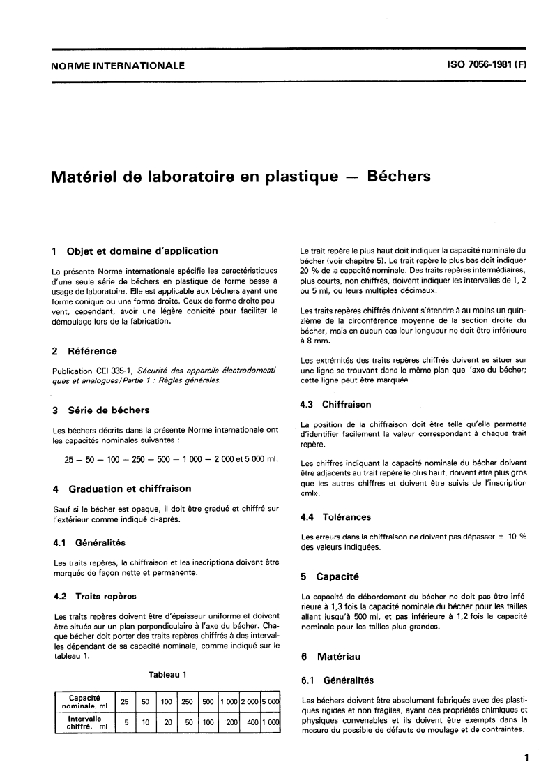 ISO 7056:1981 ISO 7056:1981 - Matériel de laboratoire en plastique — Béchers/1/1981 - Page 3 preview