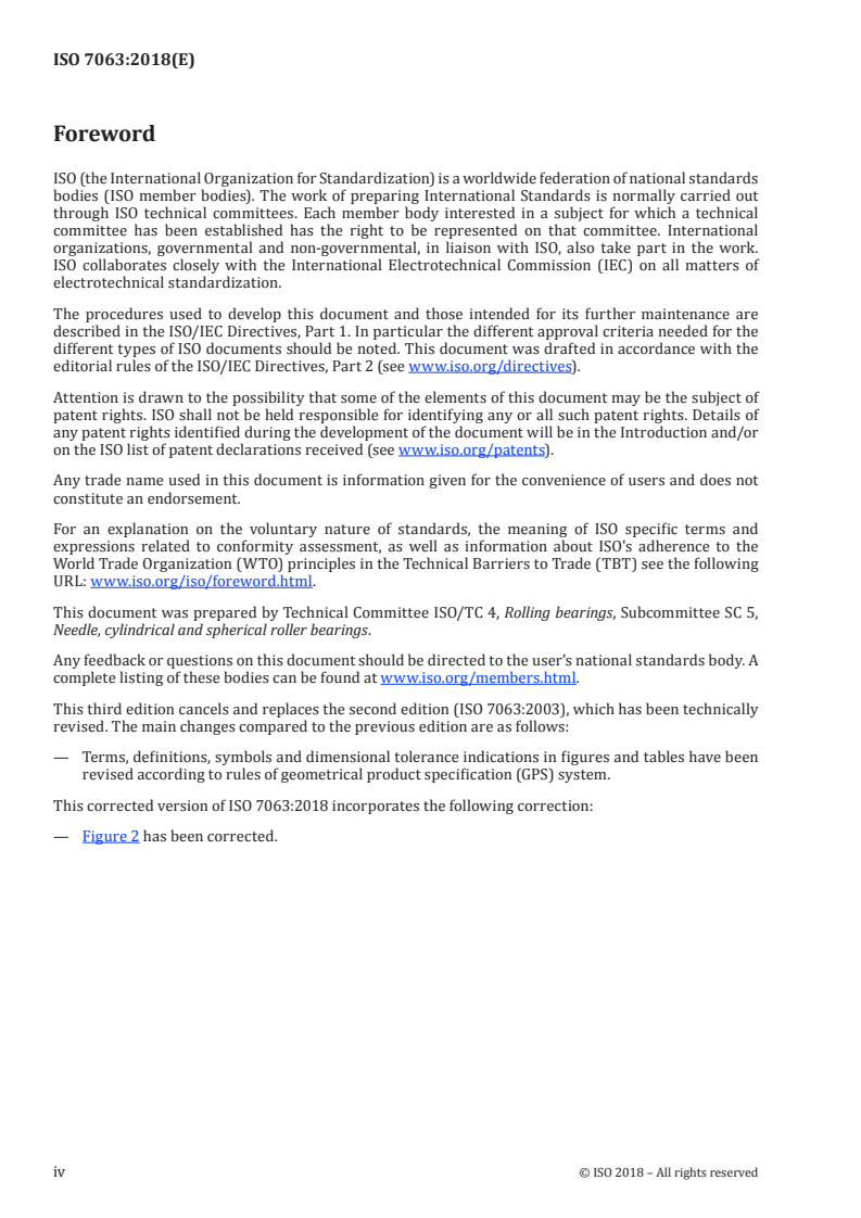 ISO 7063:2018 ISO 7063:2018 - Rolling bearings — Needle roller bearing track rollers — Boundary dimensions, geometrical product specifications (GPS) and tolerance values/7/2020 - Page 4 preview