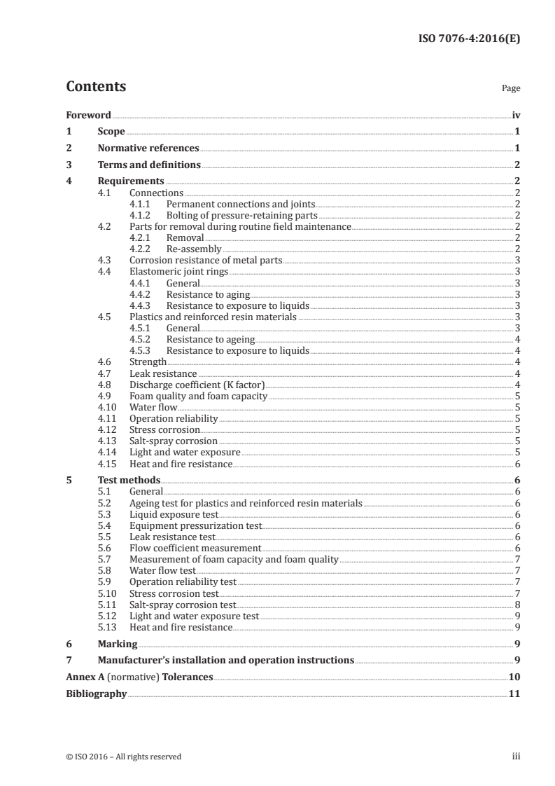 ISO 7076-4:2016 ISO 7076-4:2016 - Fire protection — Foam fire extinguishing systems — Part 4: High expansion foam equipment/7/2016 - Page 3 preview