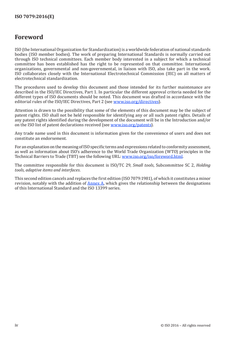 ISO 7079:2016 ISO 7079:2016 - Core drills with parallel shanks and with Morse taper shanks/14/2016 - Page 4 preview