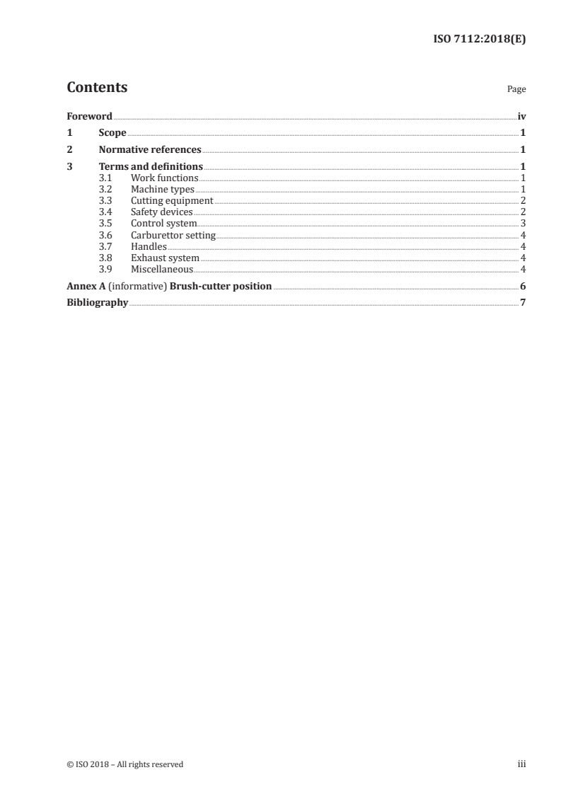 ISO 7112:2018 ISO 7112:2018 - Machinery for forestry — Portable brush-cutters and grass-trimmers — Vocabulary/18/2018 - Page 3 preview