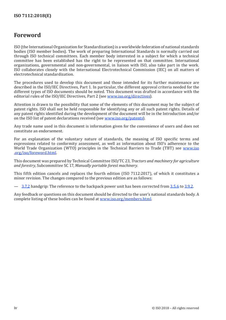 ISO 7112:2018 ISO 7112:2018 - Machinery for forestry — Portable brush-cutters and grass-trimmers — Vocabulary/18/2018 - Page 4 preview
