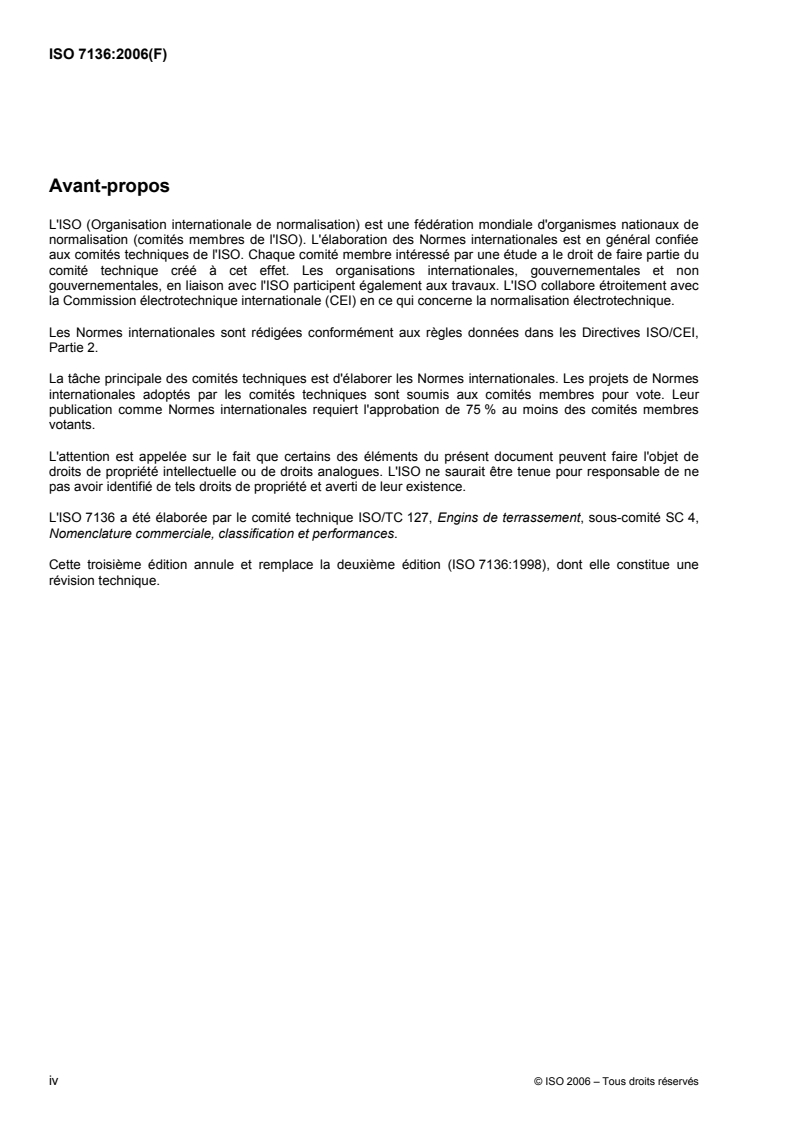 ISO 7136:2006 ISO 7136:2006 - Engins de terrassement — Tracteurs poseurs de canalisations — Terminologie et spécifications commerciales/2/2006 - Page 4 preview