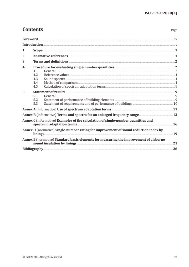 ISO 717-1:2020 ISO 717-1:2020 - Acoustics — Rating of sound insulation in buildings and of building elements — Part 1: Airborne sound insulation/2/2020 - Page 3 preview