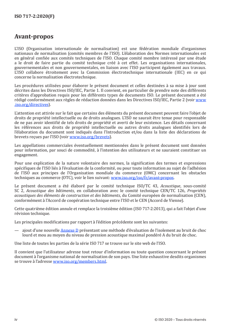 ISO 717-2:2020 ISO 717-2:2020 - Acoustique — Évaluation de l'isolement acoustique des immeubles et des éléments de construction — Partie 2: Protection contre le bruit de choc/2/2020 - Page 4 preview