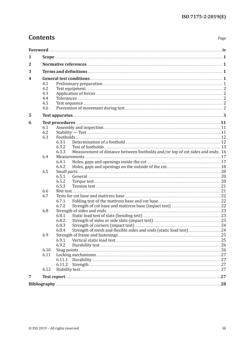 ISO 7175-2:2019 ISO 7175-2:2019 - Furniture — Children's cots and folding cots for domestic use — Part 2: Test methods/18/2019 - Page 3 preview