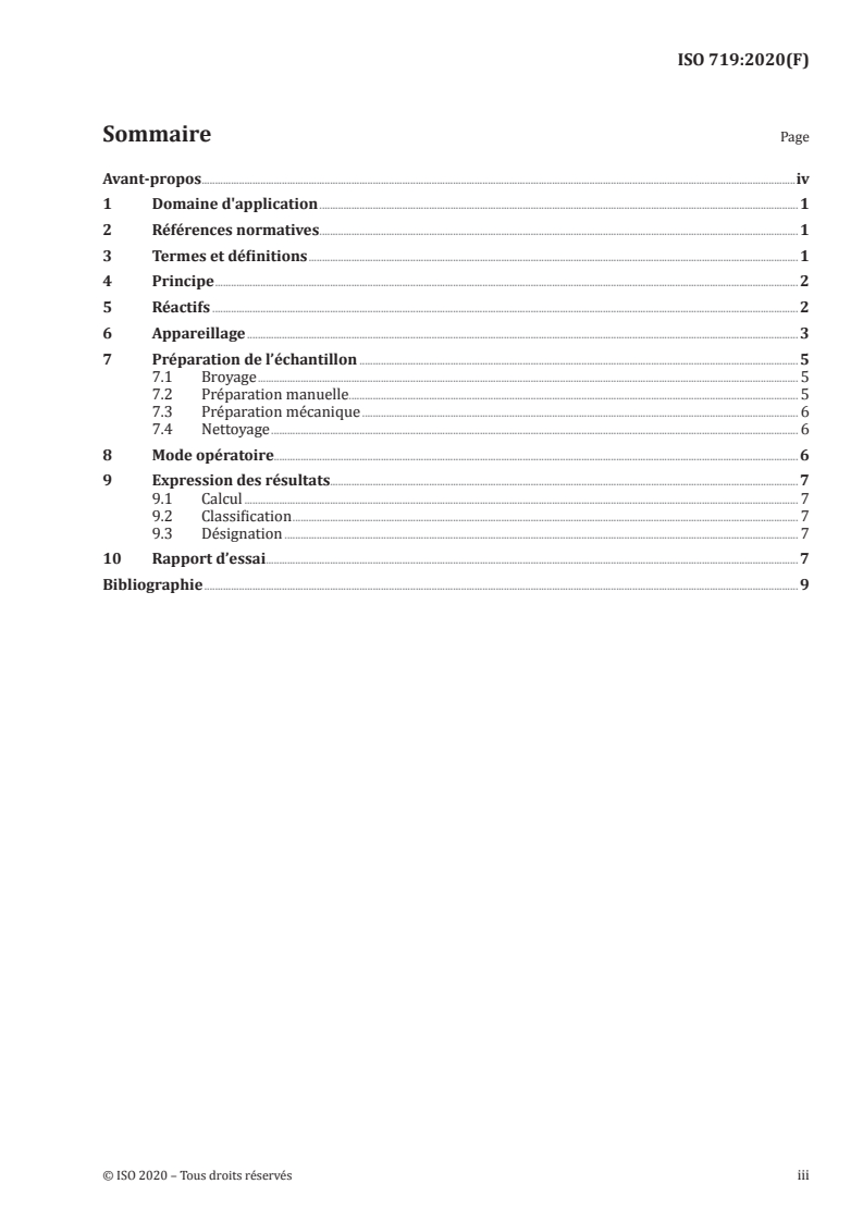 ISO 719:2020 ISO 719:2020 - Verre — Résistance hydrolytique du verre en grains à 98 °C — Méthode d'essai et classification/11/2020 - Page 3 preview