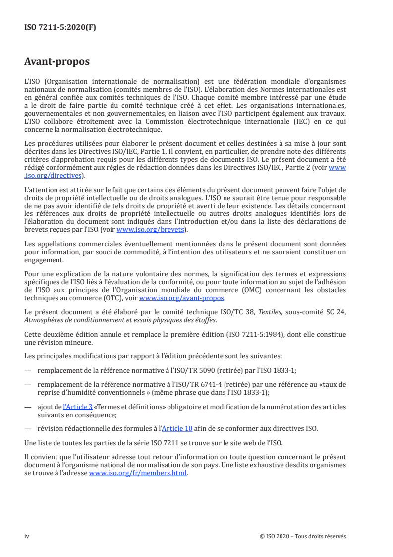 ISO 7211-5:2020 ISO 7211-5:2020 - Textiles — Méthodes d'analyse de la construction des tissus — Partie 5: Détermination de la masse linéique d'un fil prélevé dans un tissu/14/2020 - Page 4 preview