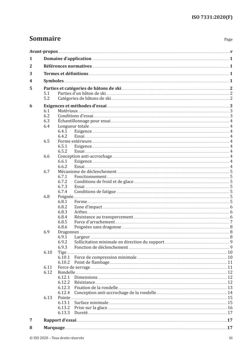 ISO 7331:2020 ISO 7331:2020 - Bâtons de ski alpin et de ski de randonnée — Exigences et méthodes d'essai/17/2020 - Page 3 preview