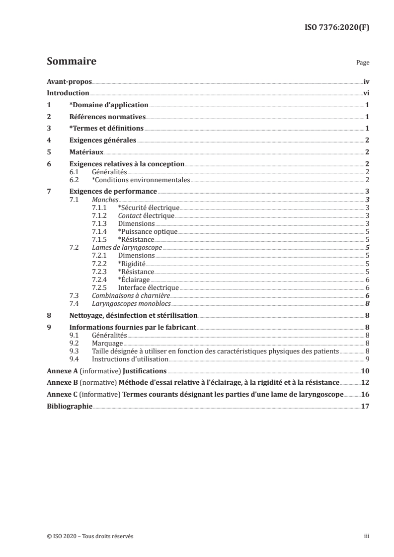 ISO 7376:2020 ISO 7376:2020 - Matériel d'anesthésie et de réanimation respiratoire — Laryngoscopes pour intubation trachéale/26/2020 - Page 3 preview