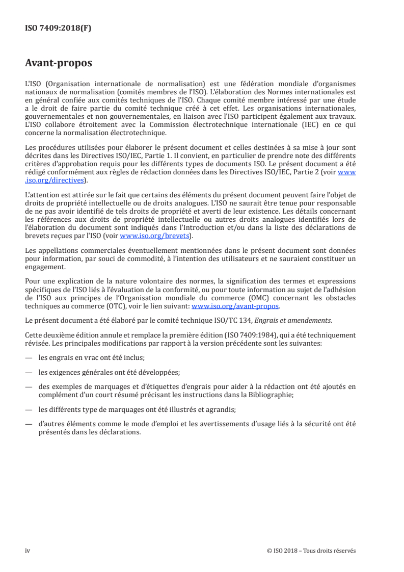 ISO 7409:2018 ISO 7409:2018 - Engrais — Marquage — Présentation et mentions à déclarer/9/2018 - Page 4 preview